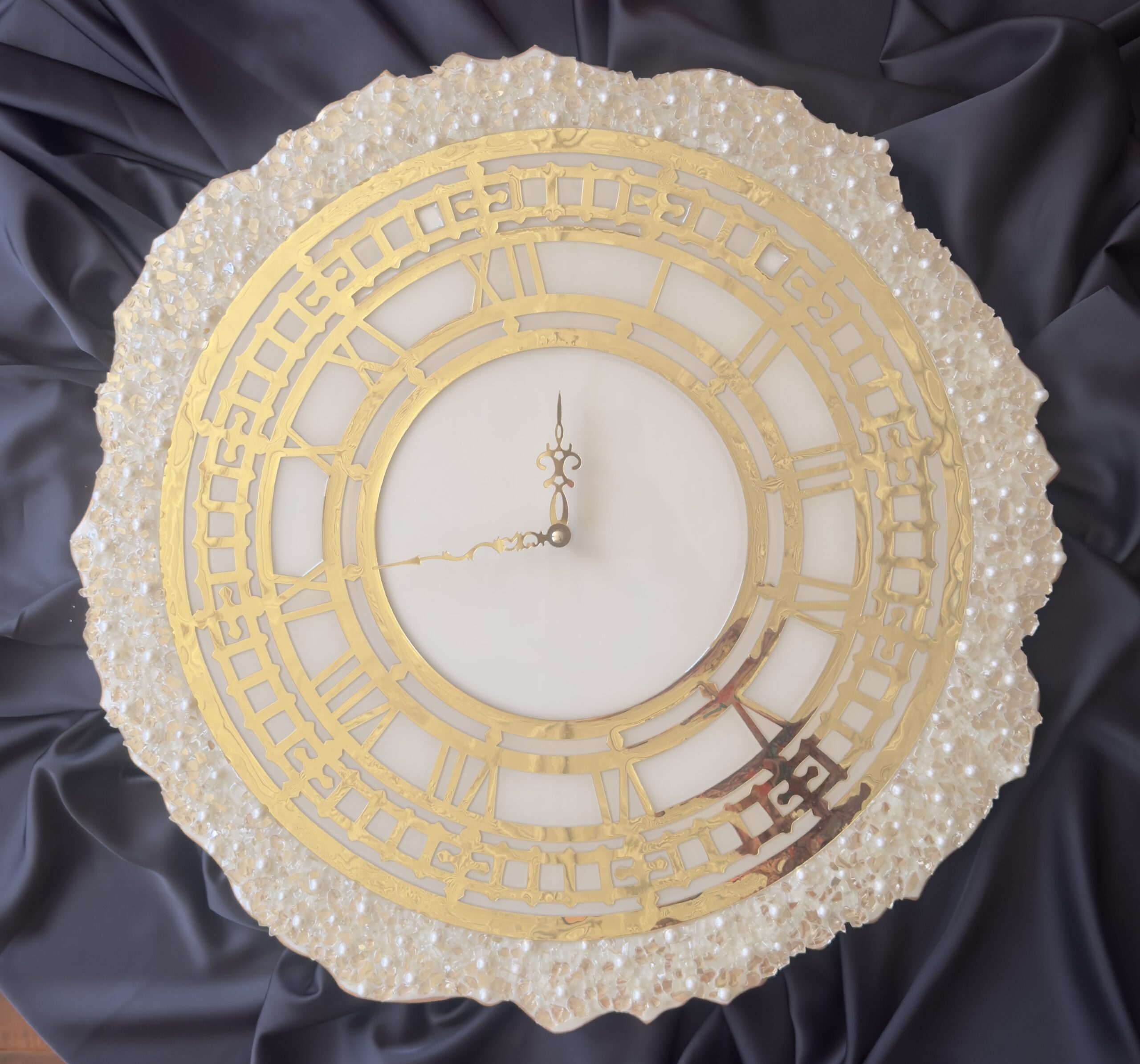 Ivory Gold Resin Clock