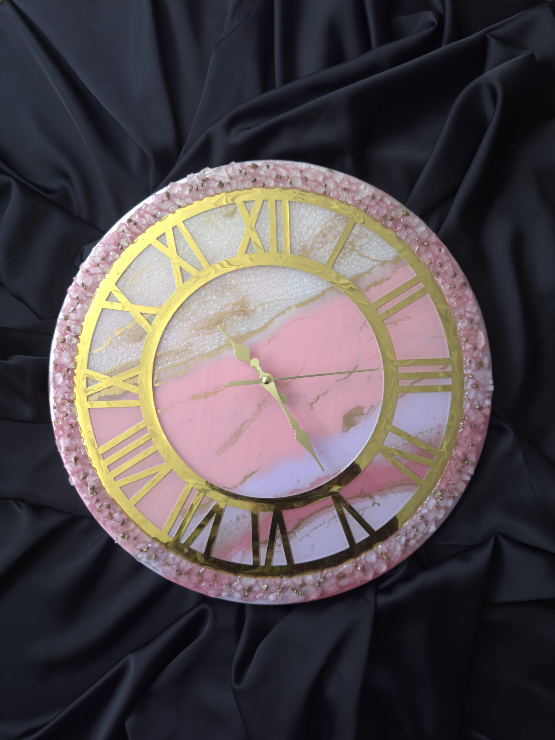 Lilac and Pink Dreams: Resin Art Clock