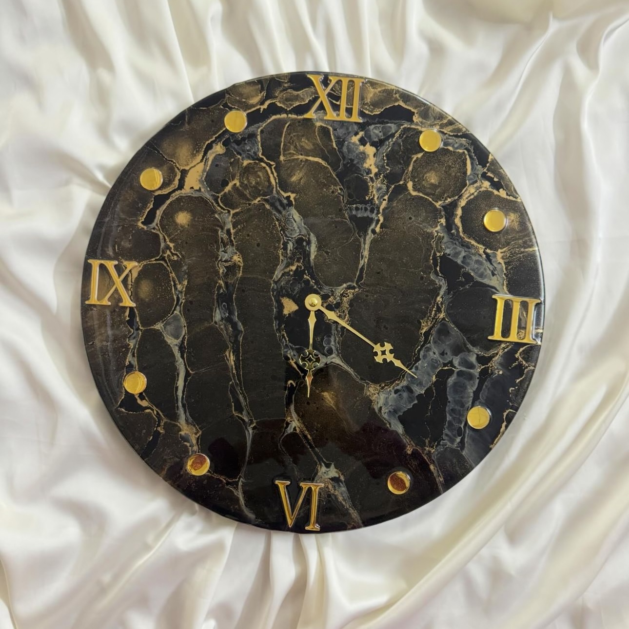 Black and Gold Resin Clock