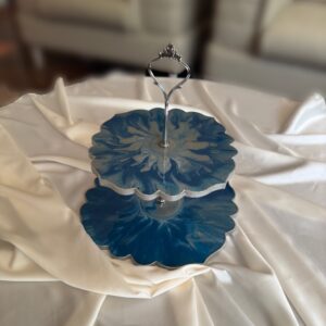 Slate and Sapphire Resin Cupcake Stand