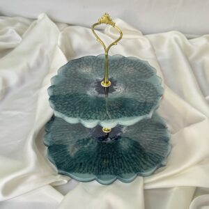 Mystic Teal Resin Cupcake Stand