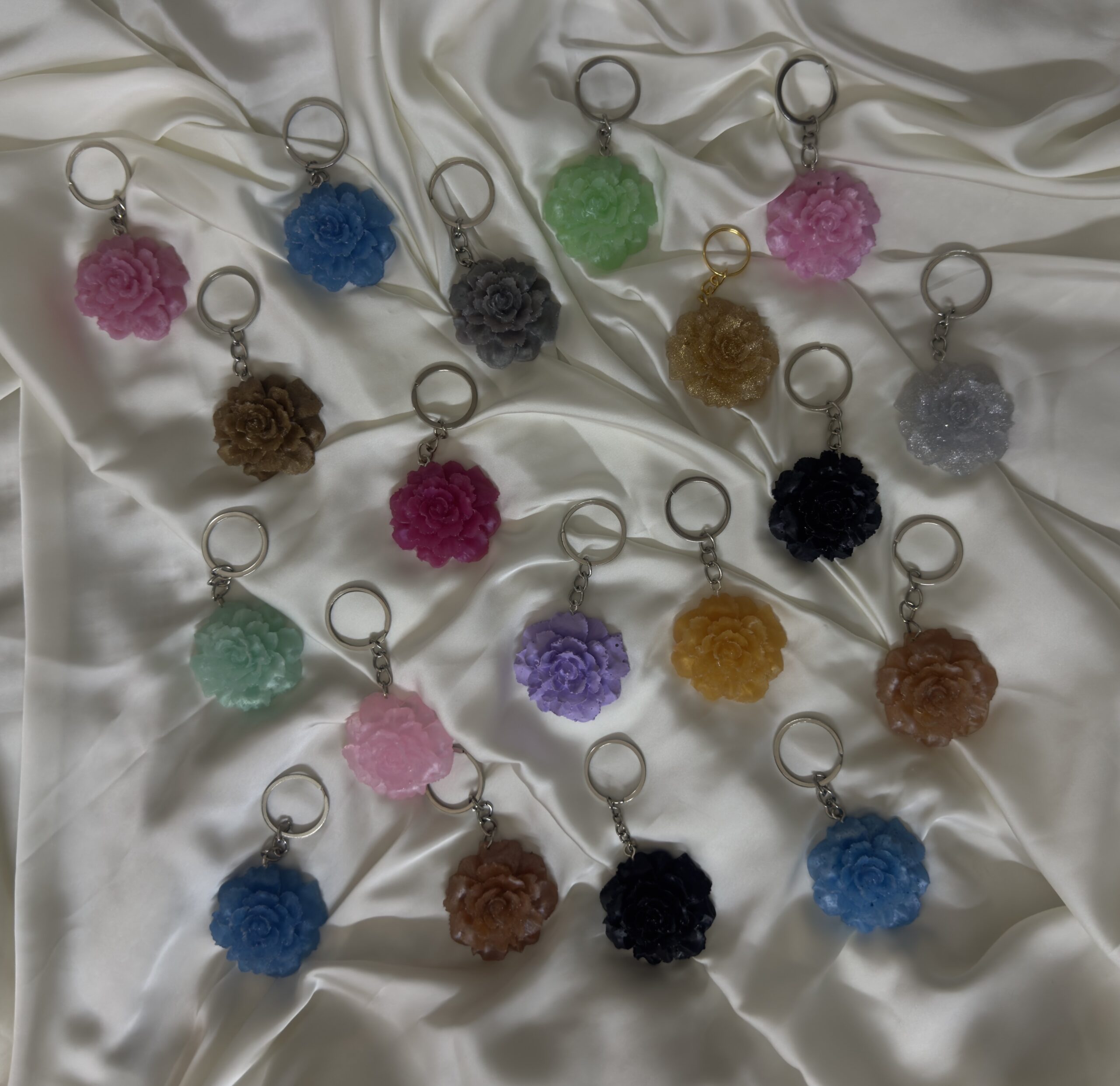 Blooming Rose Resin Keychains