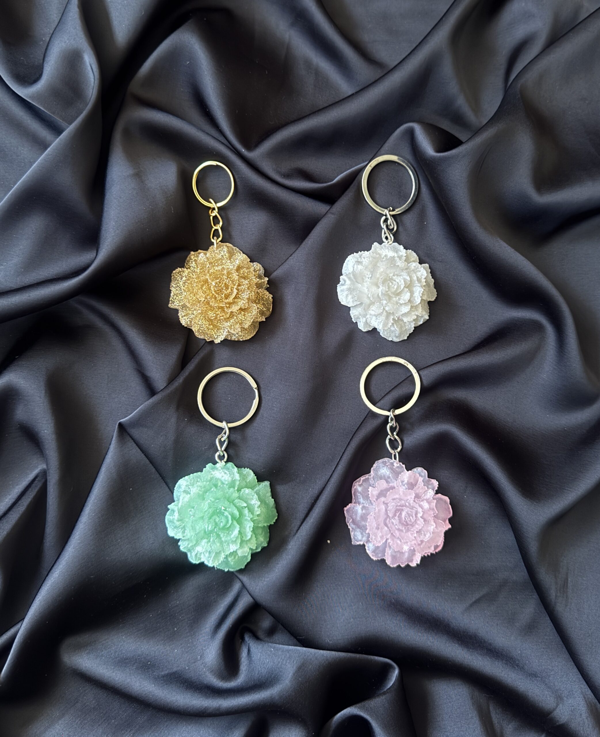 Blooming Rose Resin Keychains