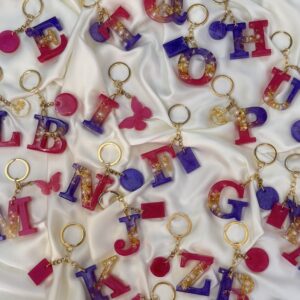 Fuchsia and Lavender Resin Keyrings