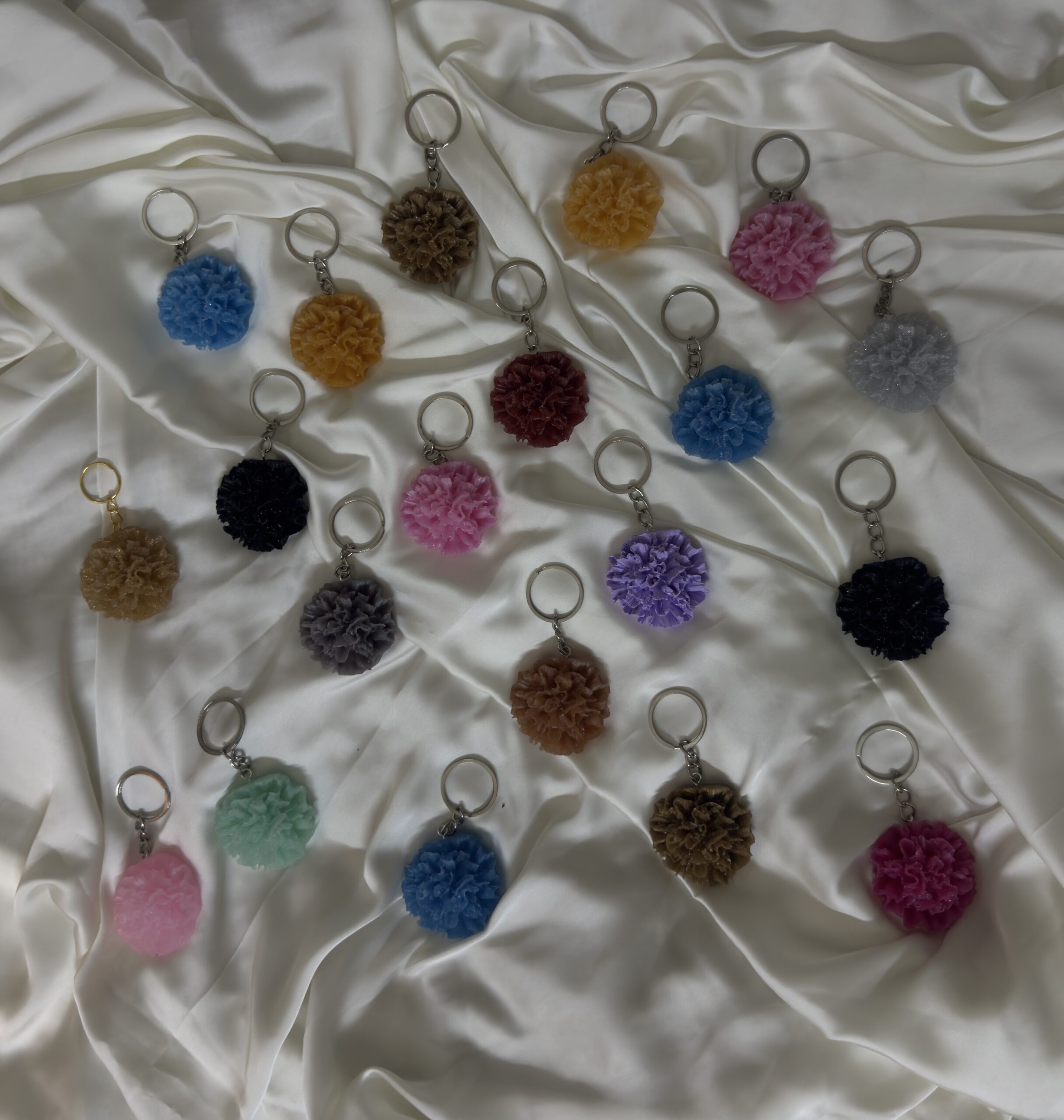 Glimmering Bloom Resin Keychains