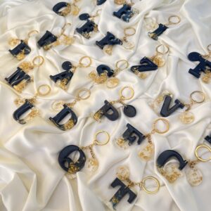 Shimmering Onyx Resin Keychains