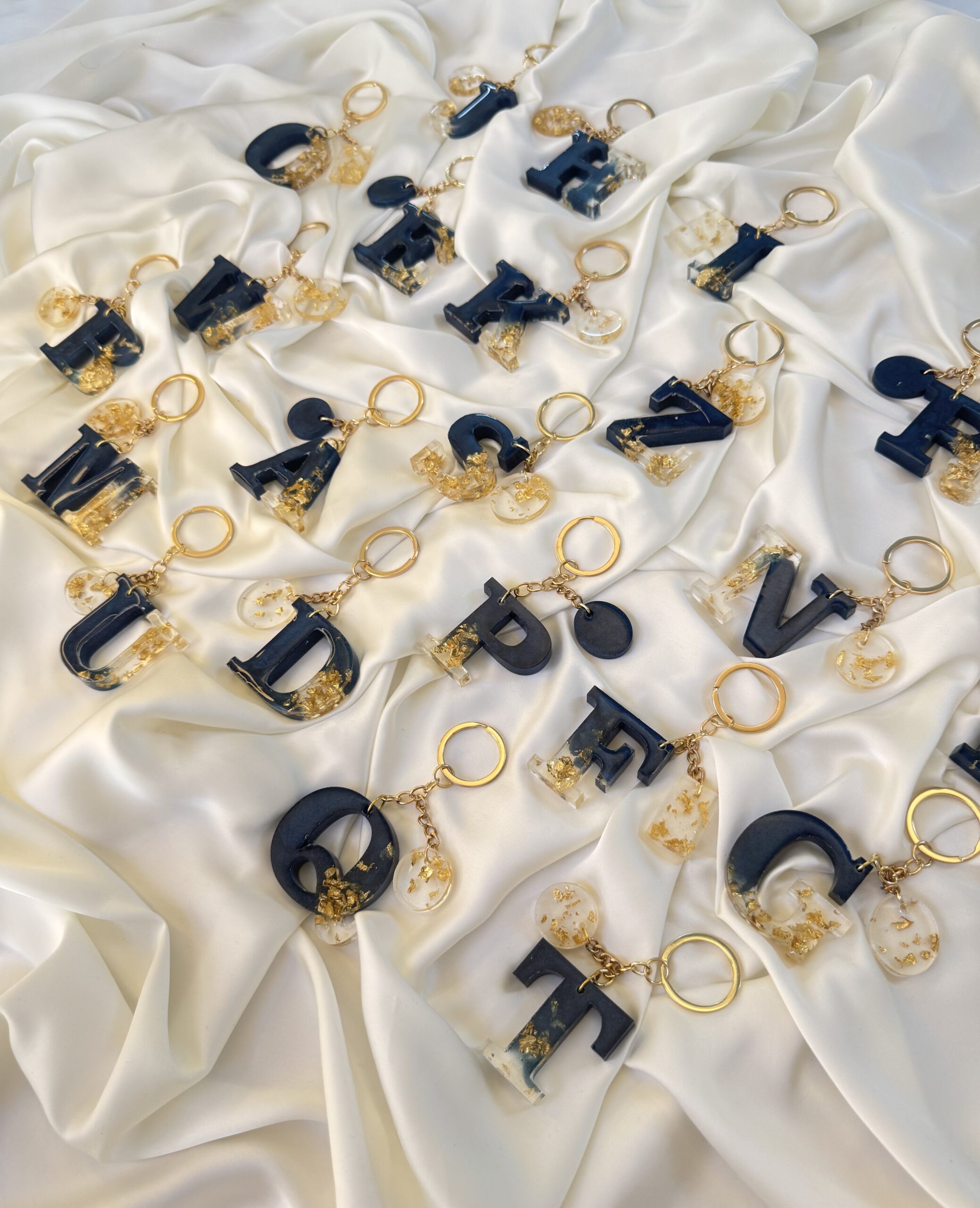 Shimmering Onyx Resin Keychains