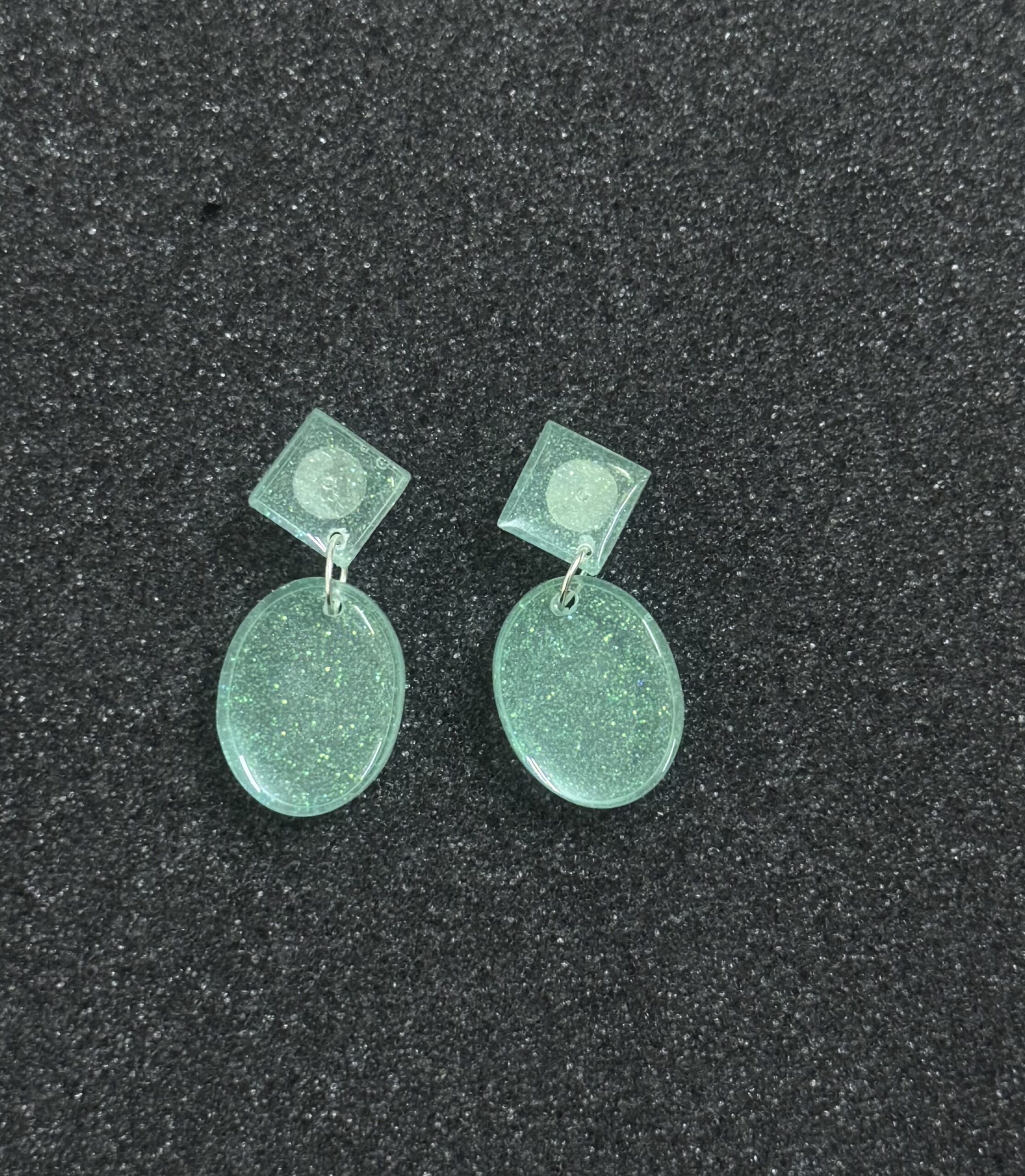 Aqua Sparkle Resin Earrings