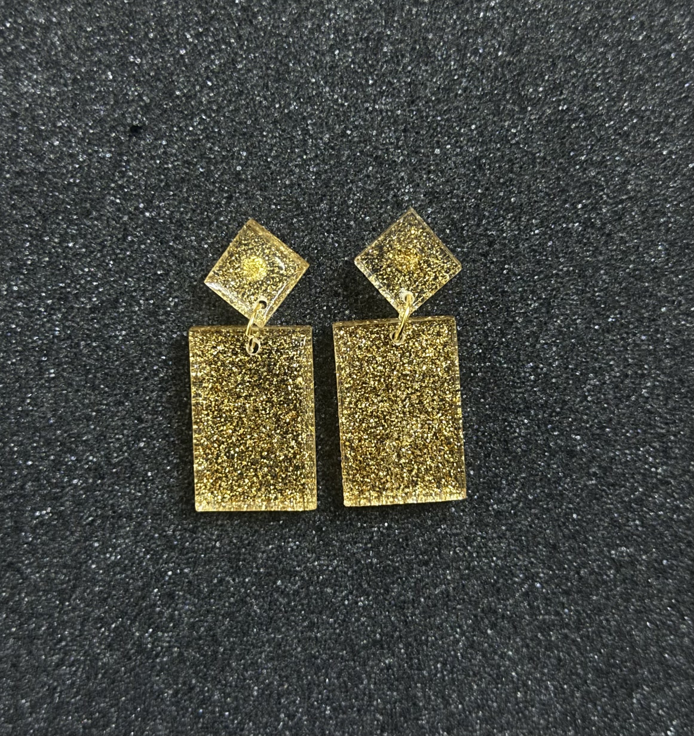 Gold Glitter Resin Earrings