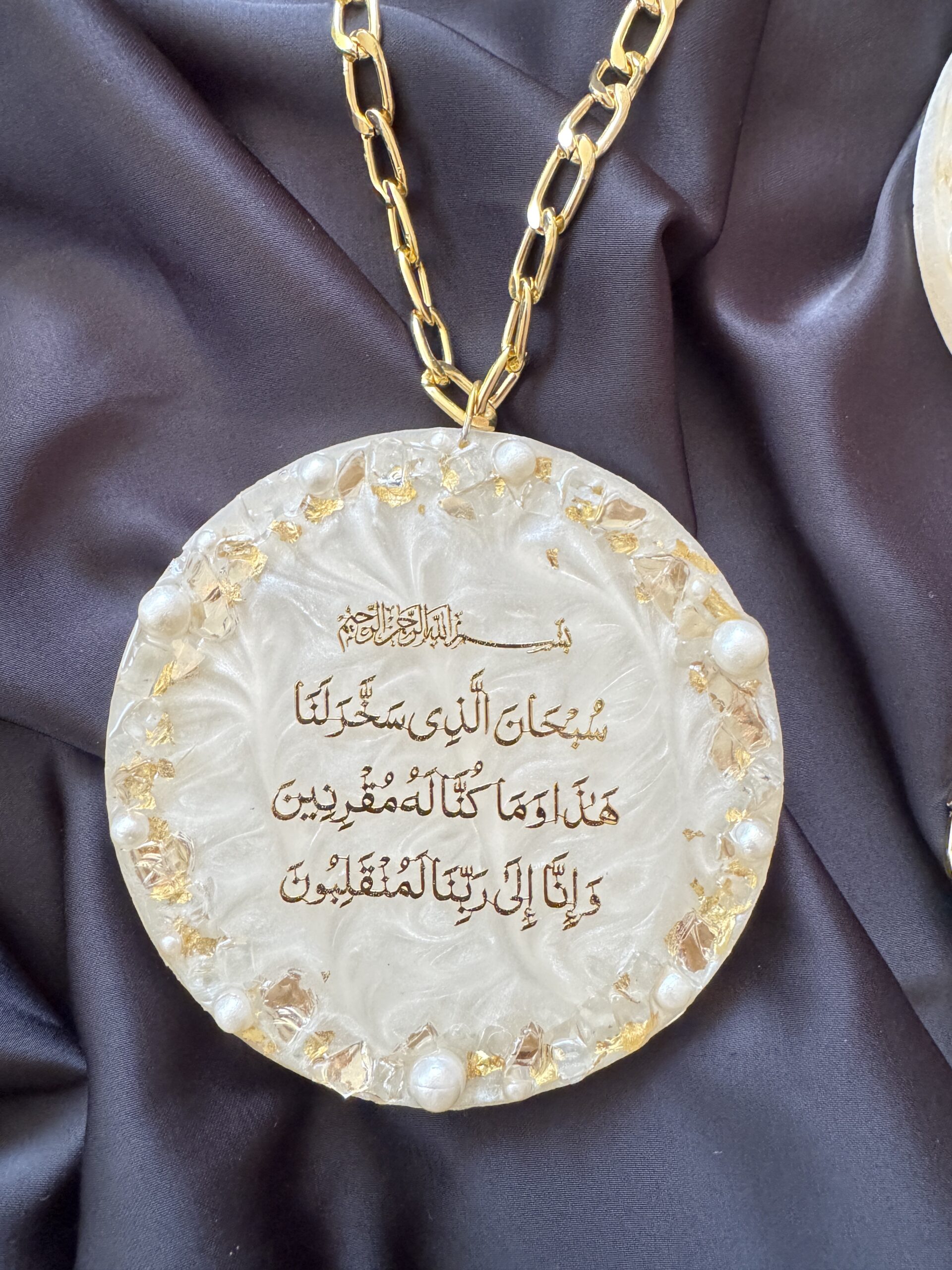 Ivory Gold Resin Car Hanging