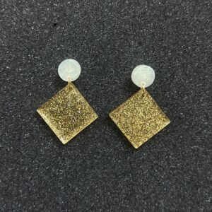 Pearl and Gold Glitter Resin Dangles