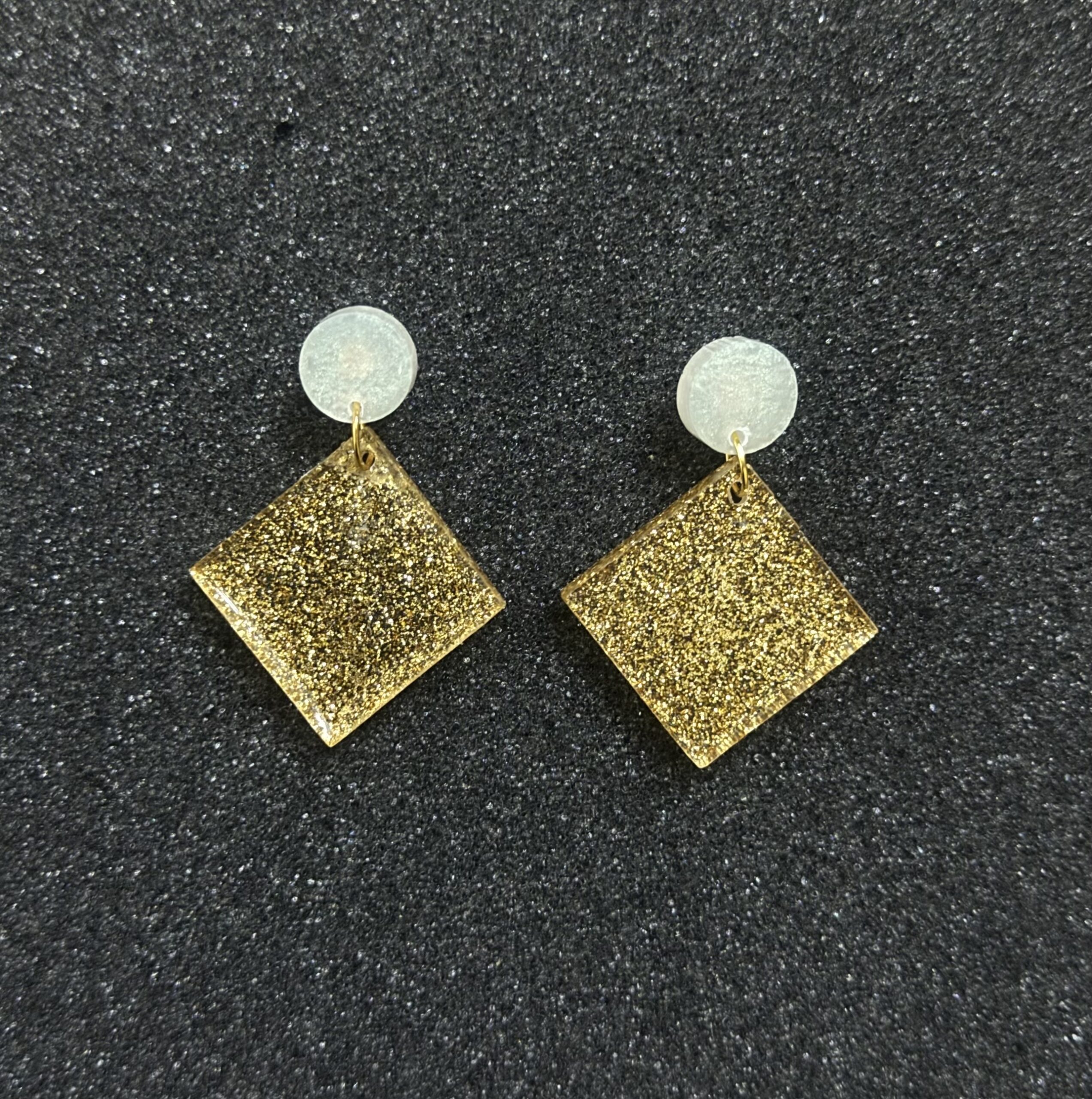 Pearl and Gold Glitter Resin Dangles