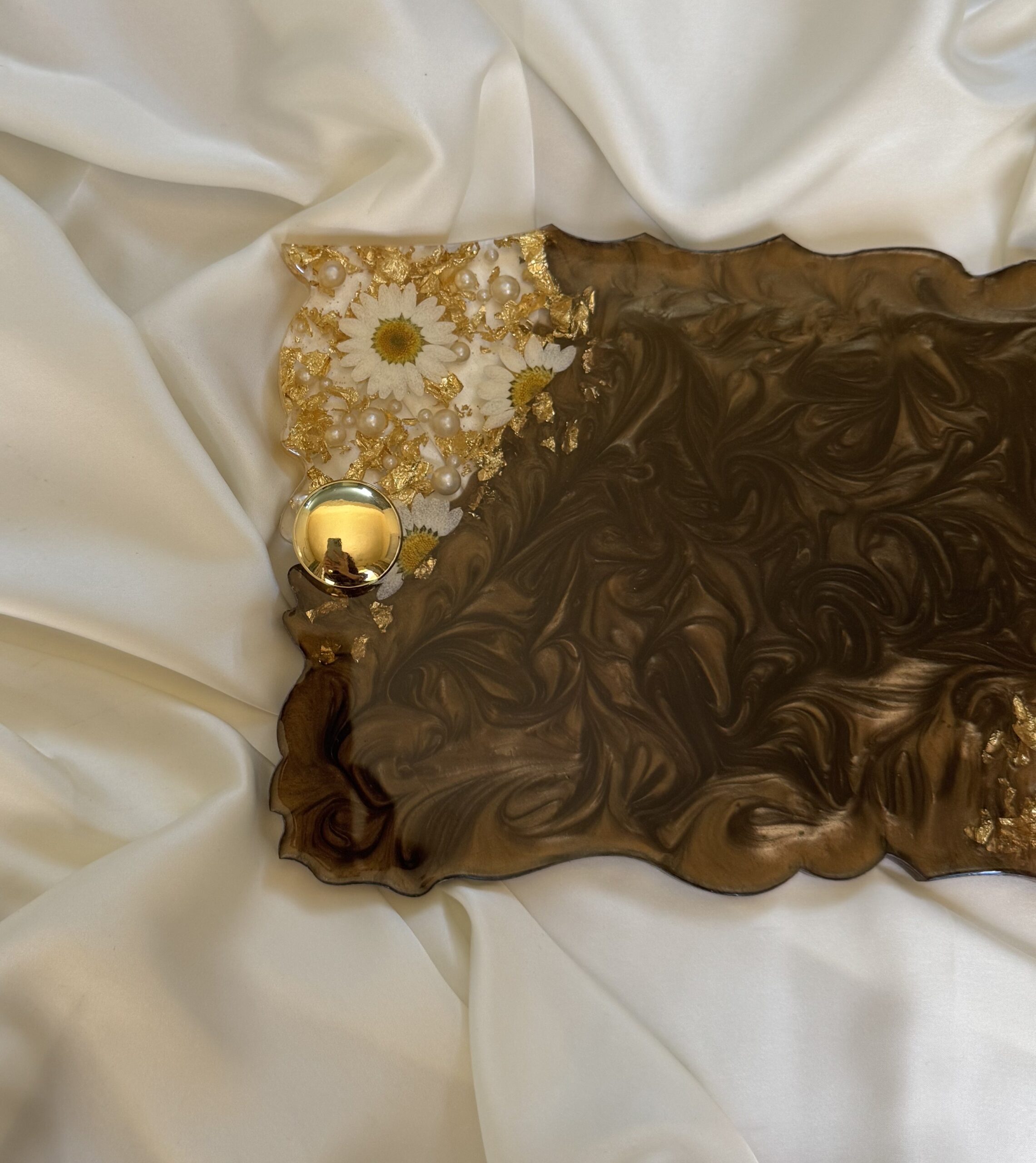 Marbled Brown Resin Tray 1