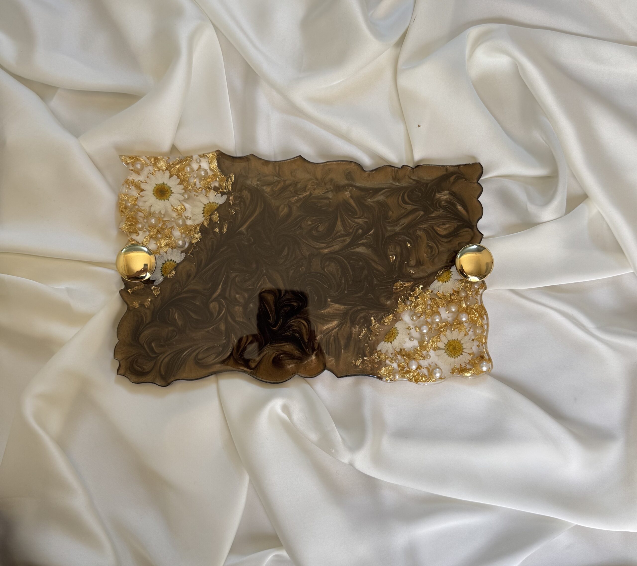 Marbled Brown Resin Tray