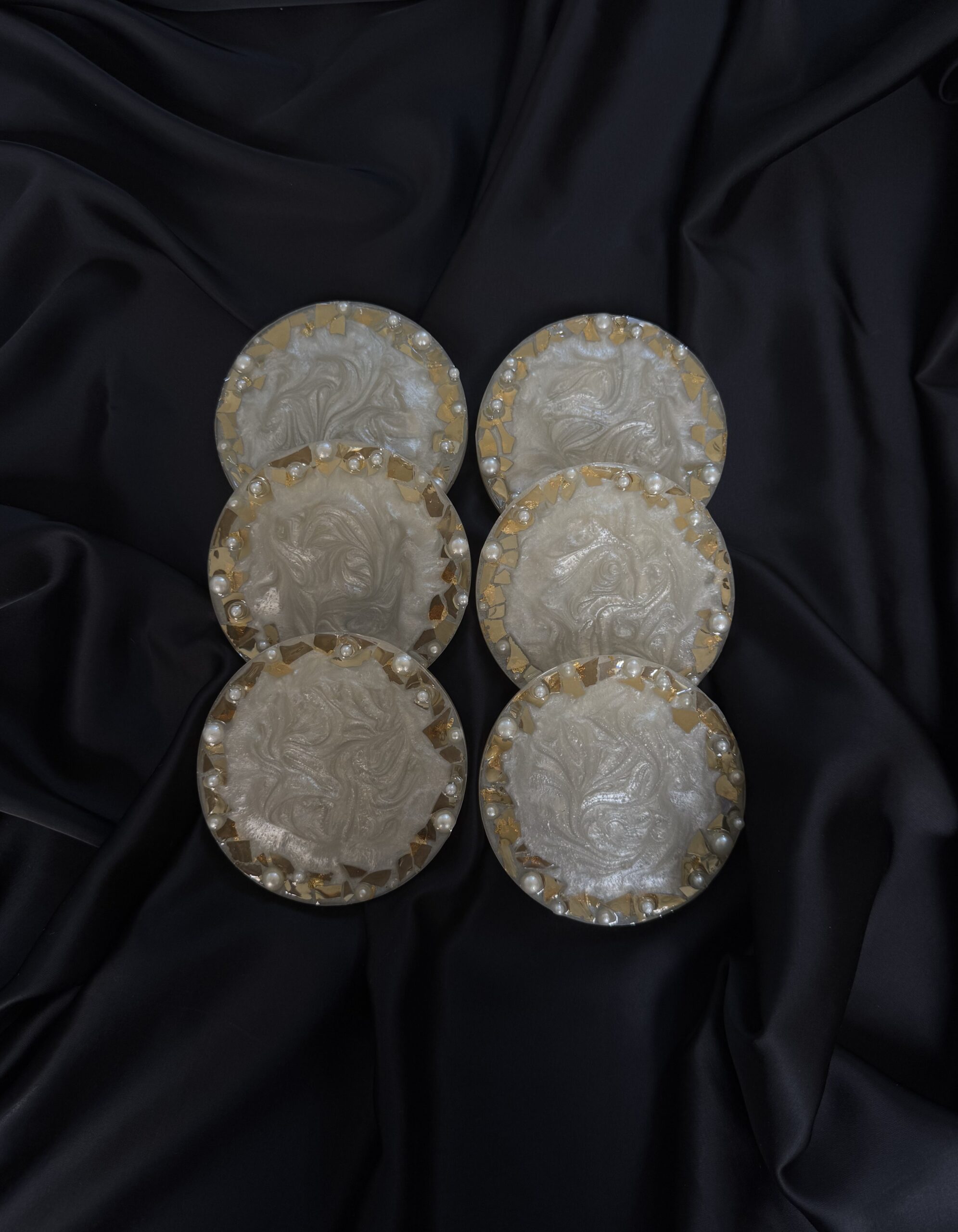 Pearl Swirl Resin Coasters