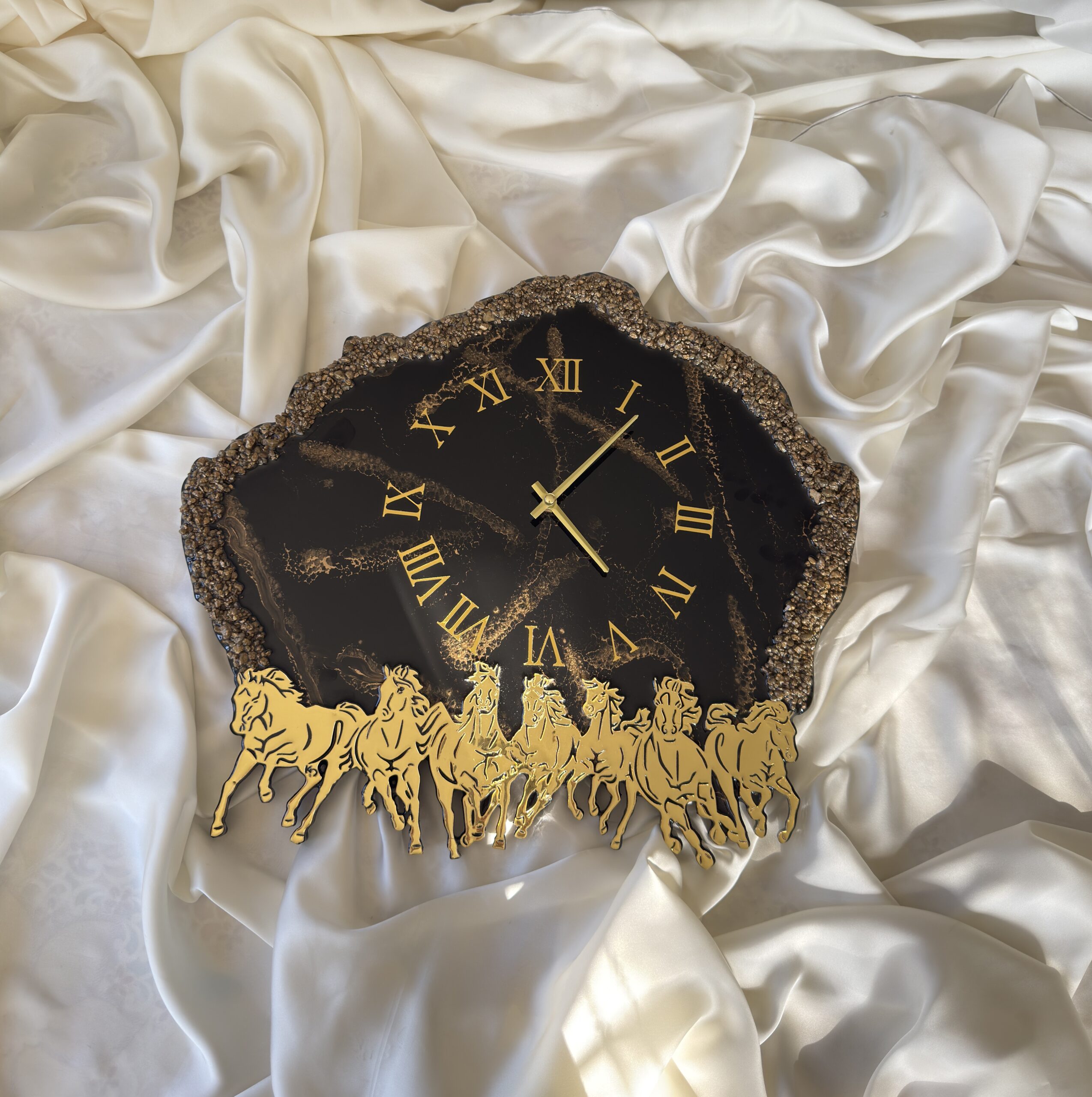 Galloping Horses Resin Wall Clock